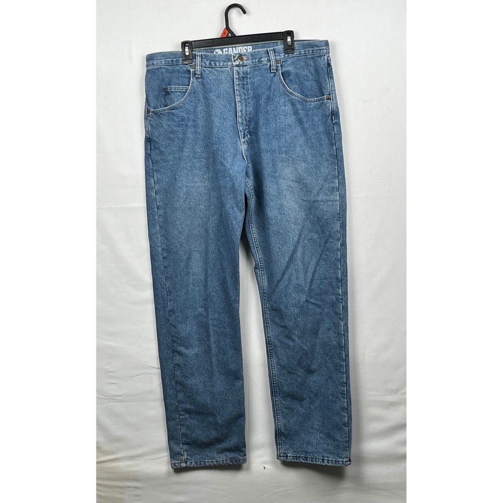 Gander Mountain Flannel Lined Jeans Mens 38x32 Straight Leg Blue Denim 2133